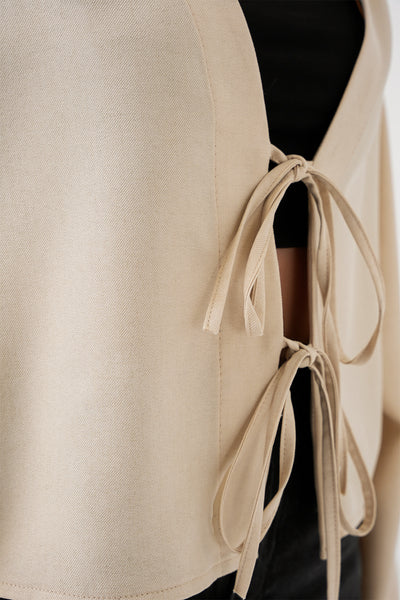 Kimono Linen Cu Legare Frontală 960 - Crem