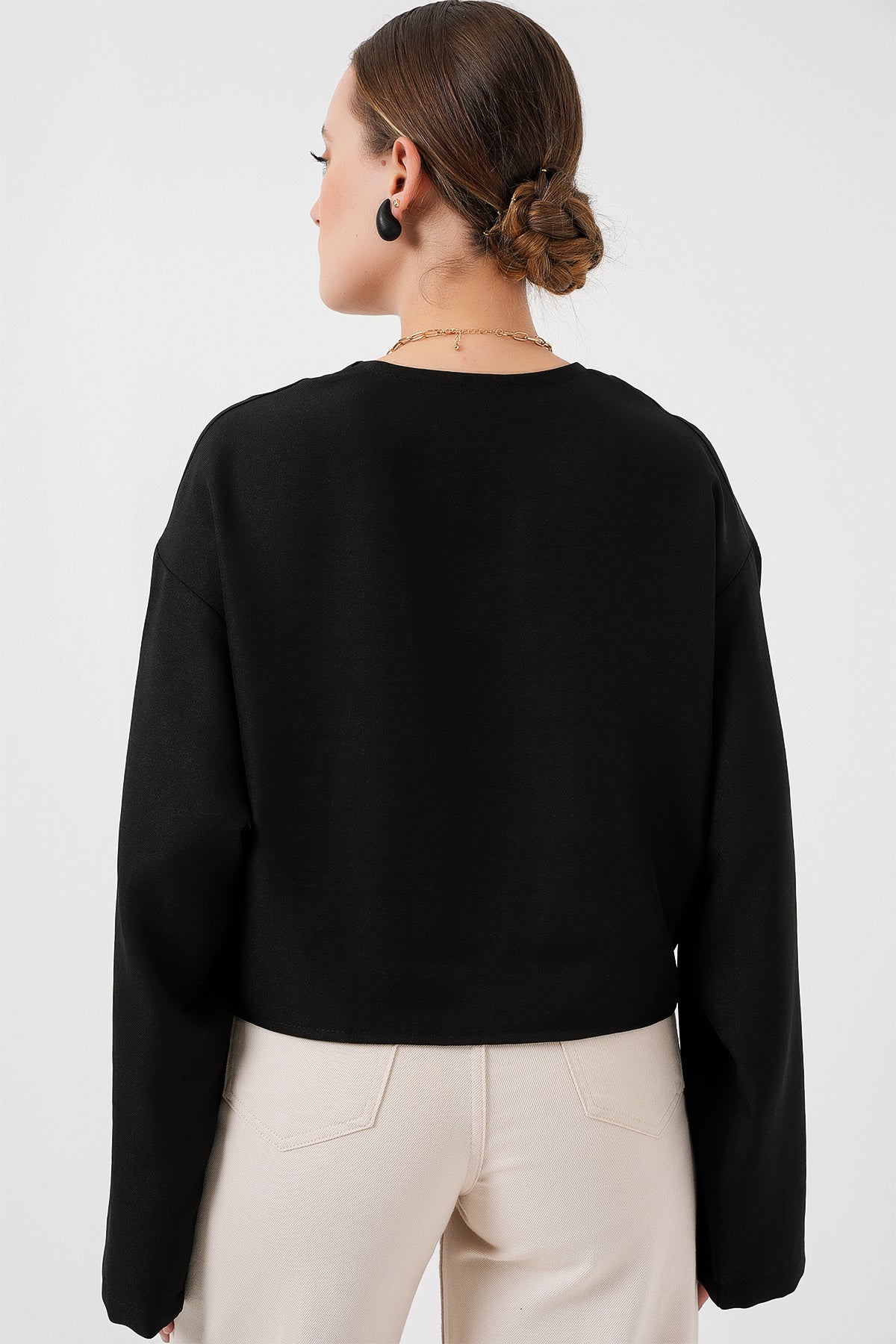 Kimono Linen Cu Legare Frontală 960 - Negru
