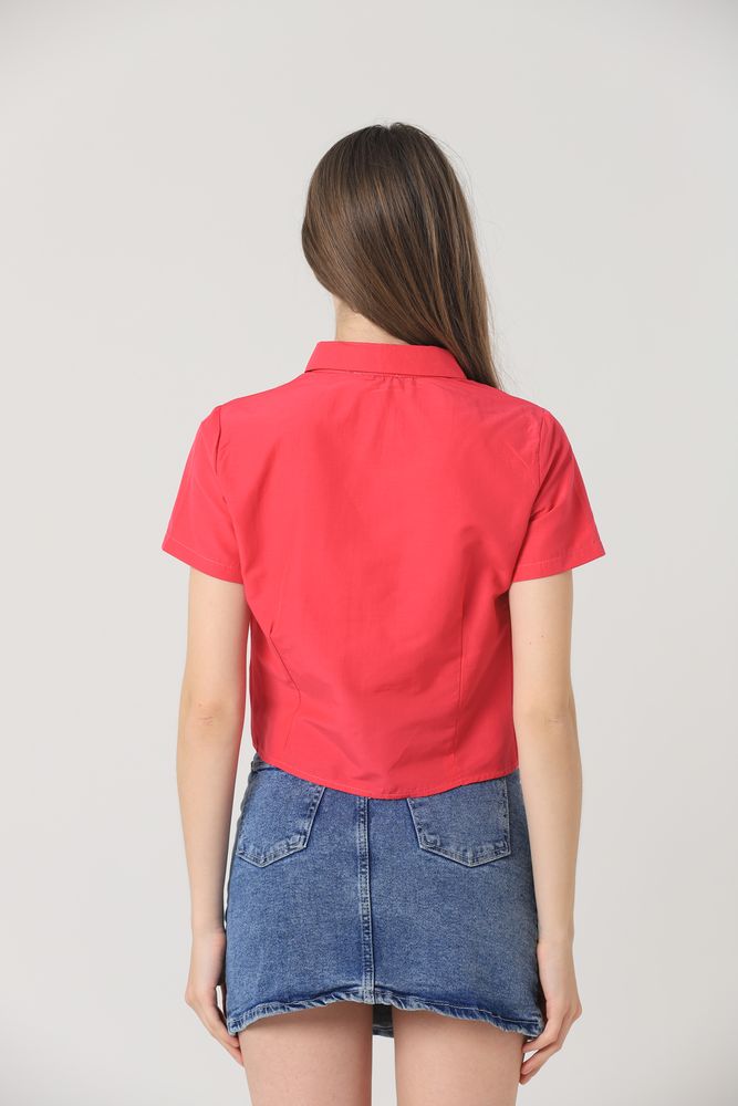 Topshow Orange Gipeli Ruched Front Wholesale Blouse