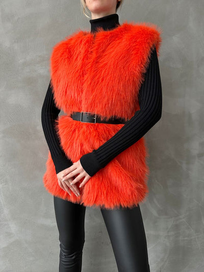 Vestă Furry Wholesale - Portocalie