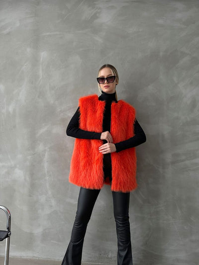 Vestă Furry Wholesale - Portocalie