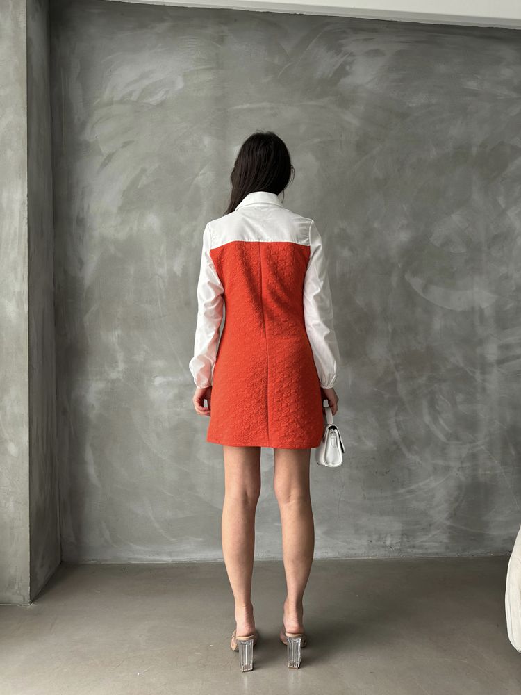 Sleeve and Upper Chest Poplin Knee-Length Wholesale Dress - Orange