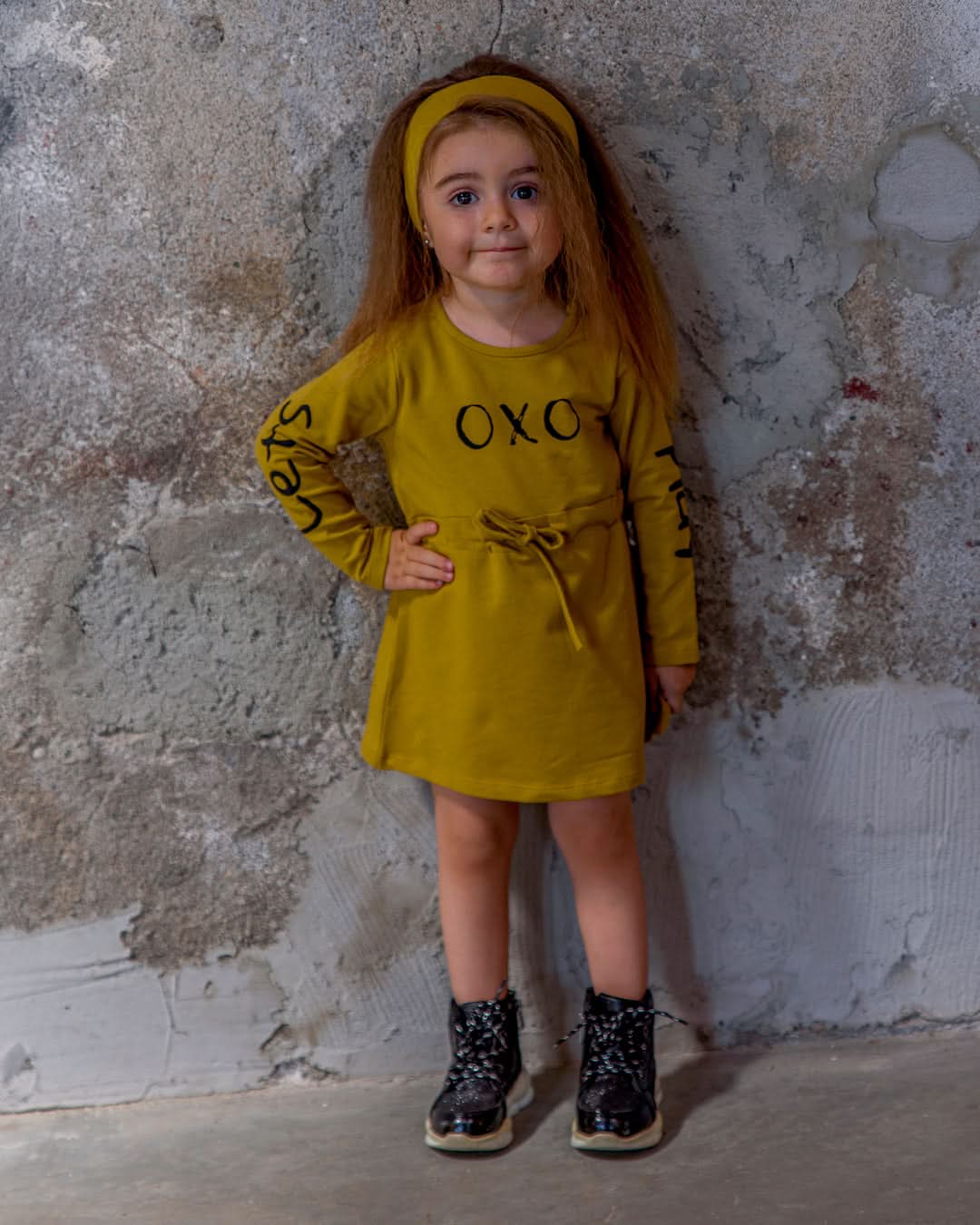 OXO Baskı Desenli Bebek Elbisesi ve Saç Bandı | RG Brand | 6 Ay–4 Yaş | RG225 - PEMBE