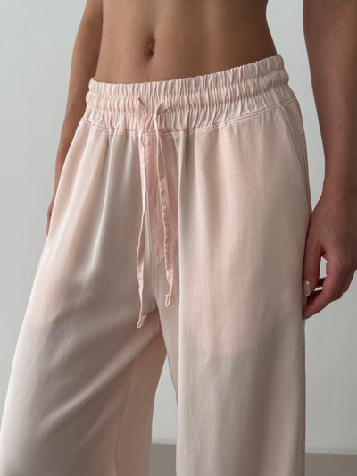 Pink Palazzo Pants with Elastic Waist Detail