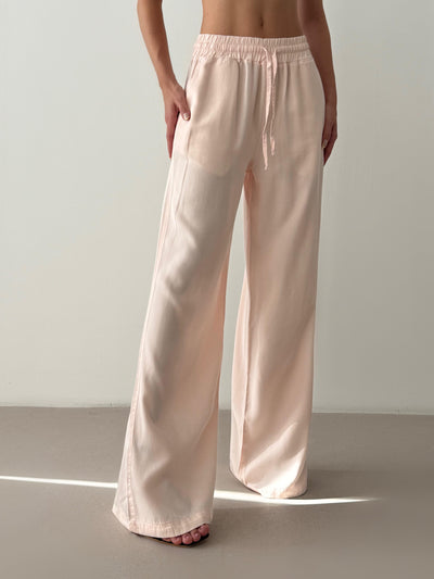 Pink Palazzo Pants with Elastic Waist Detail