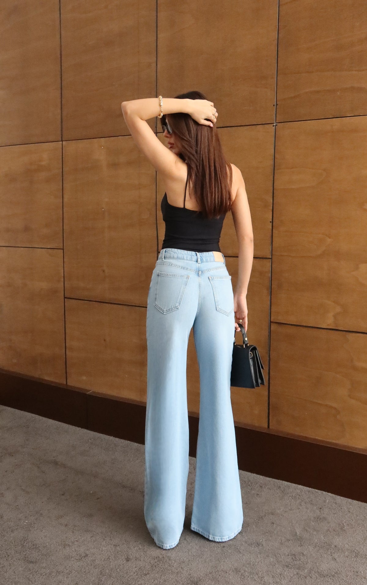 Pantaloni Jean Palazzo Light Blue cu Talie Înaltă și Tăiere Largă