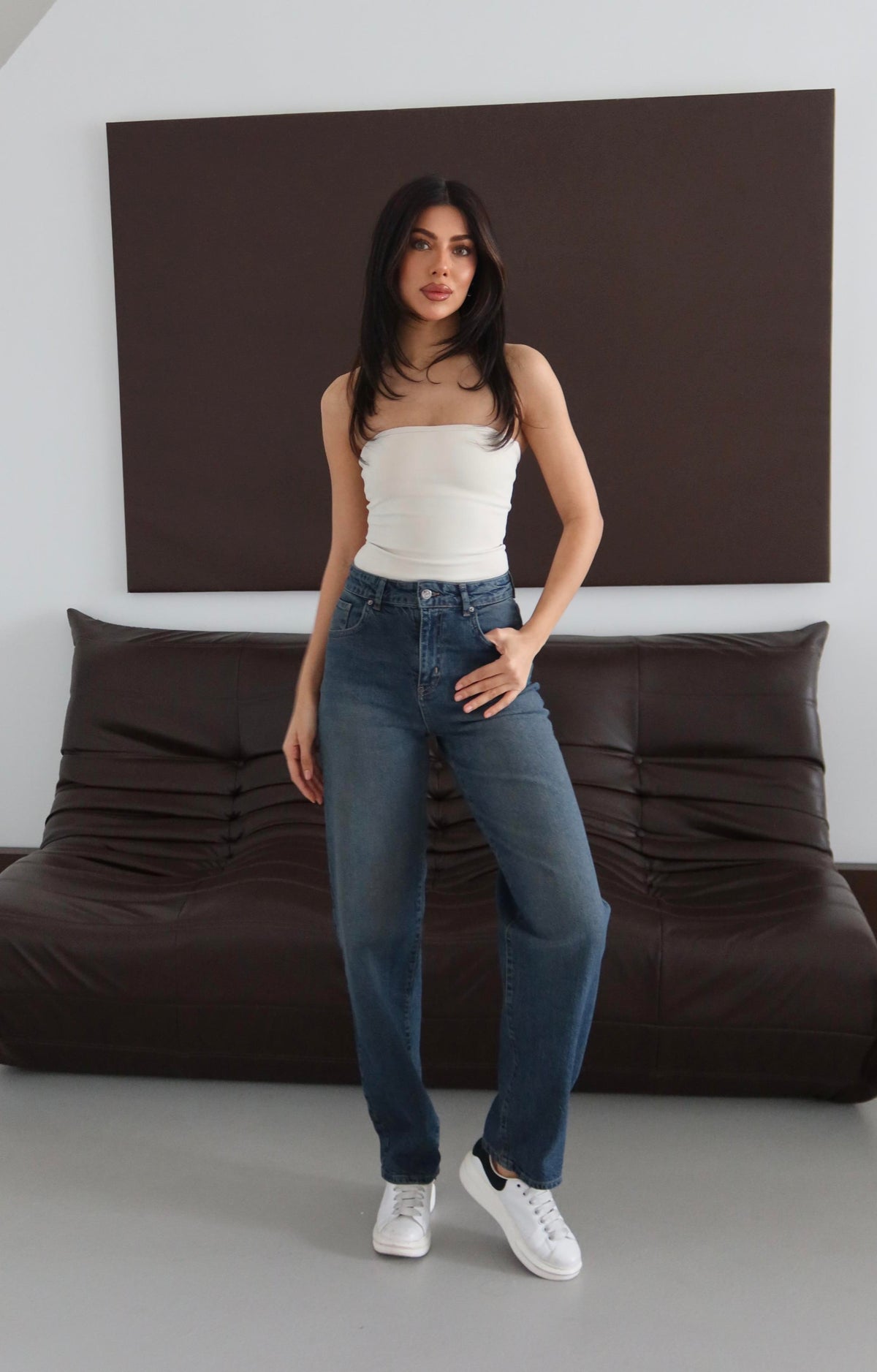 Pantalon Jean Maro Tint Talie Înaltă Cupa Semi-Balon