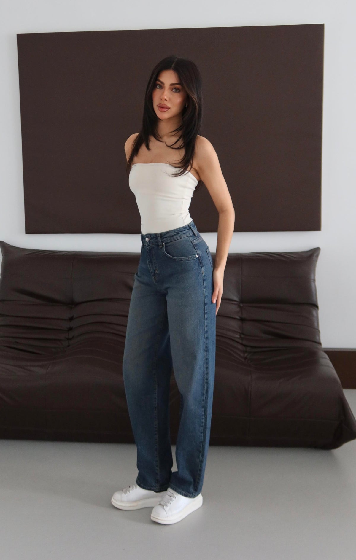 Pantalon Jean Maro Tint Talie Înaltă Cupa Semi-Balon