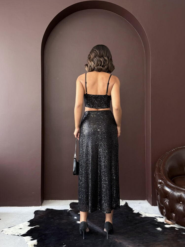 Topshow - Toptan Payetli Büstiyer - Parti Ve Davet Şıklığı - Siyah