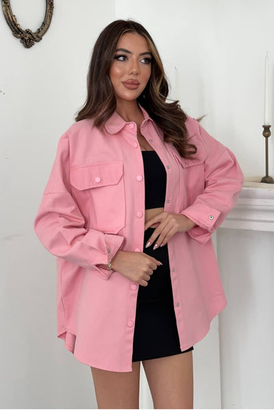 Pembe Gabardin Gömlek