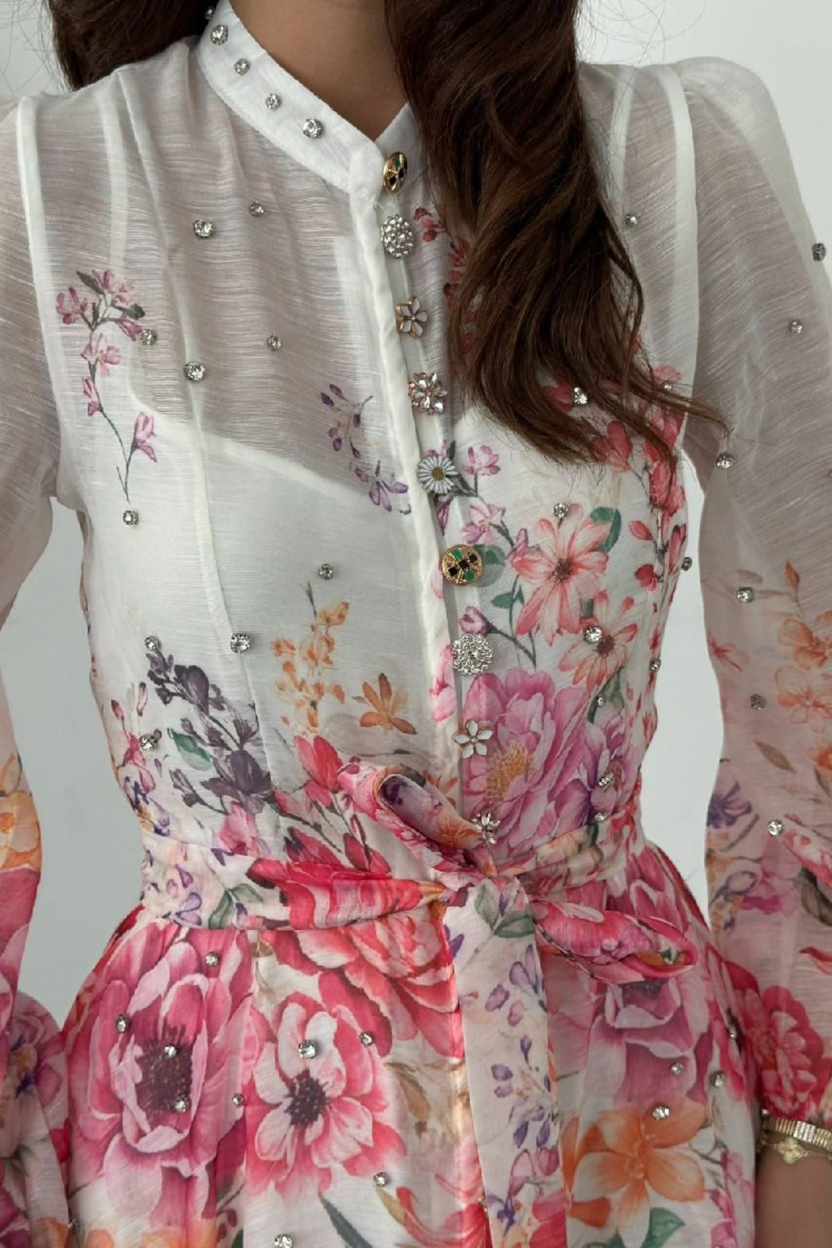 Rochie roz cu imprimeu floral
