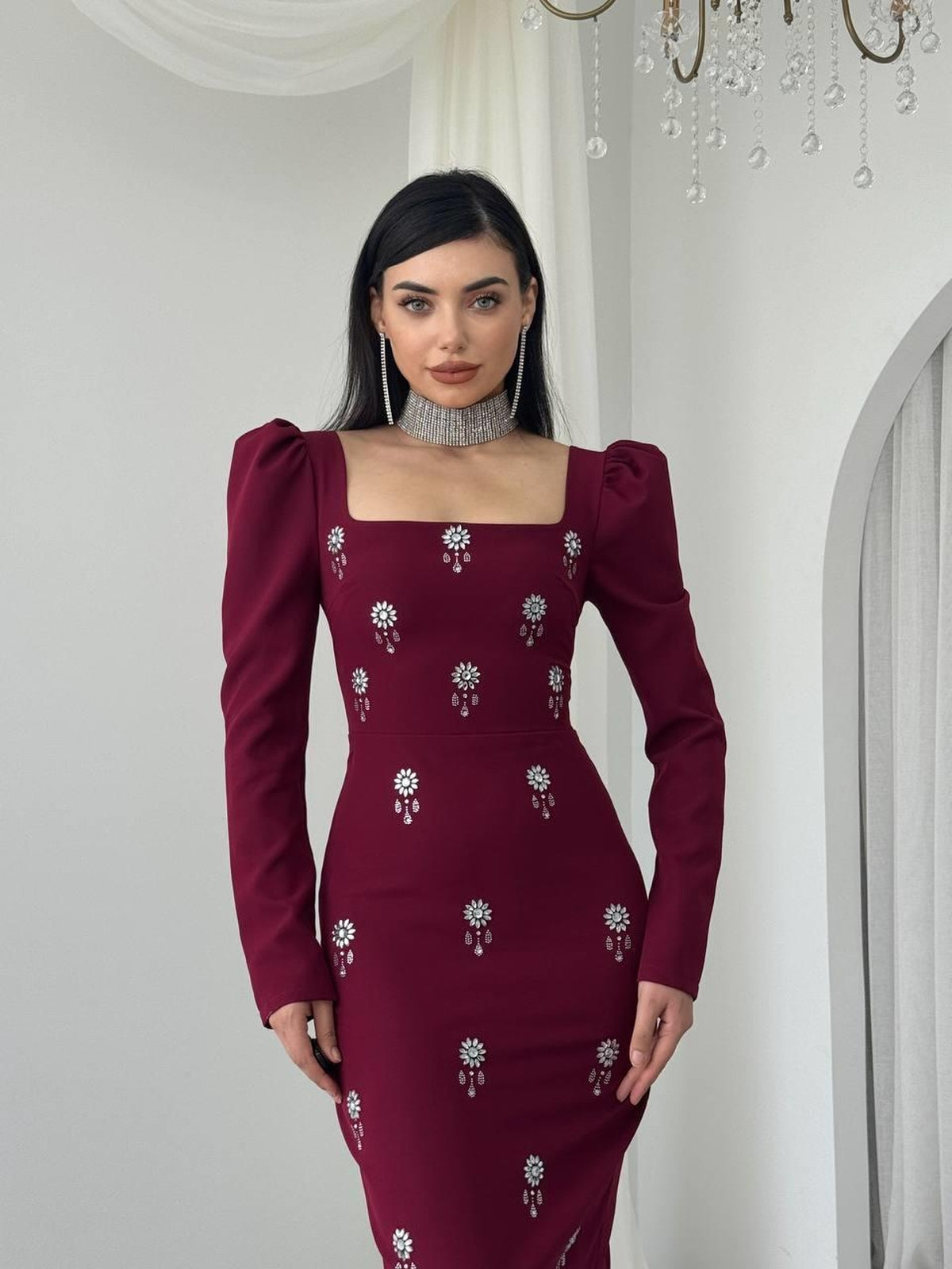 Rochie Pera cu detalii din pietre