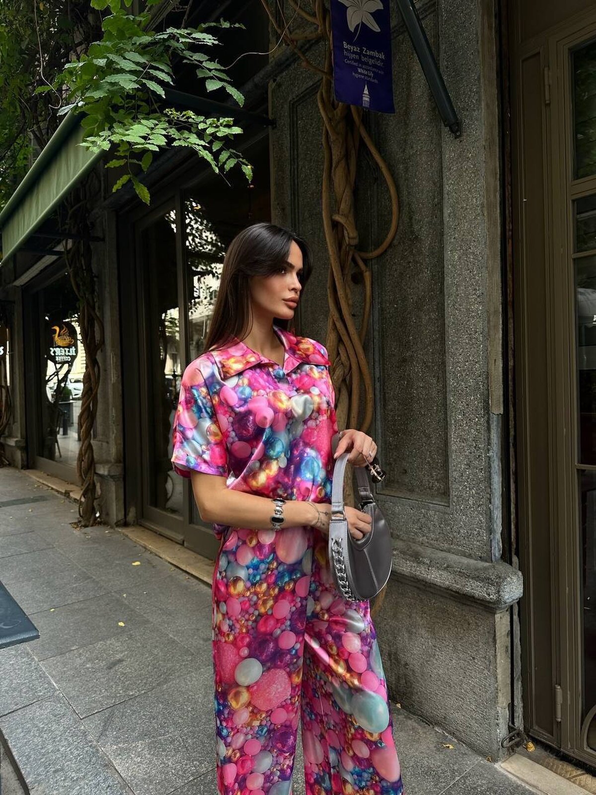 SET SATIN CU COL POLO ȘI DOUĂ ÎMBRĂCĂMINTE