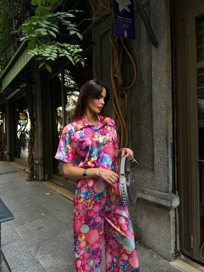 SET SATIN CU COL POLO ȘI DOUĂ ÎMBRĂCĂMINTE