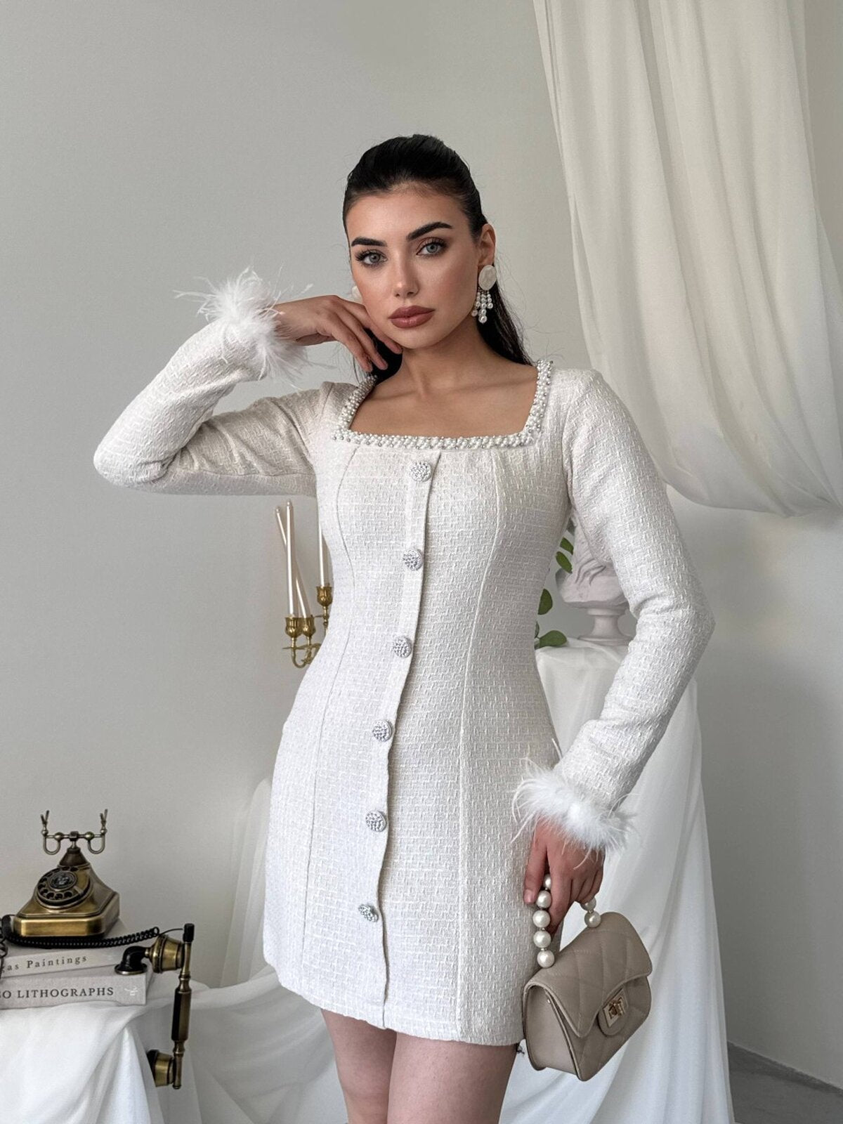Poner Düğme Detaylı Elbise