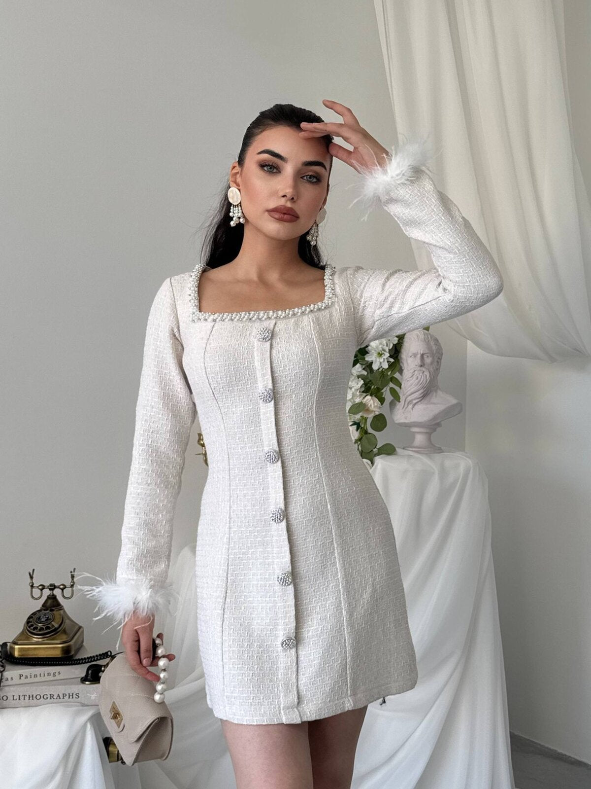 Poner Düğme Detaylı Elbise
