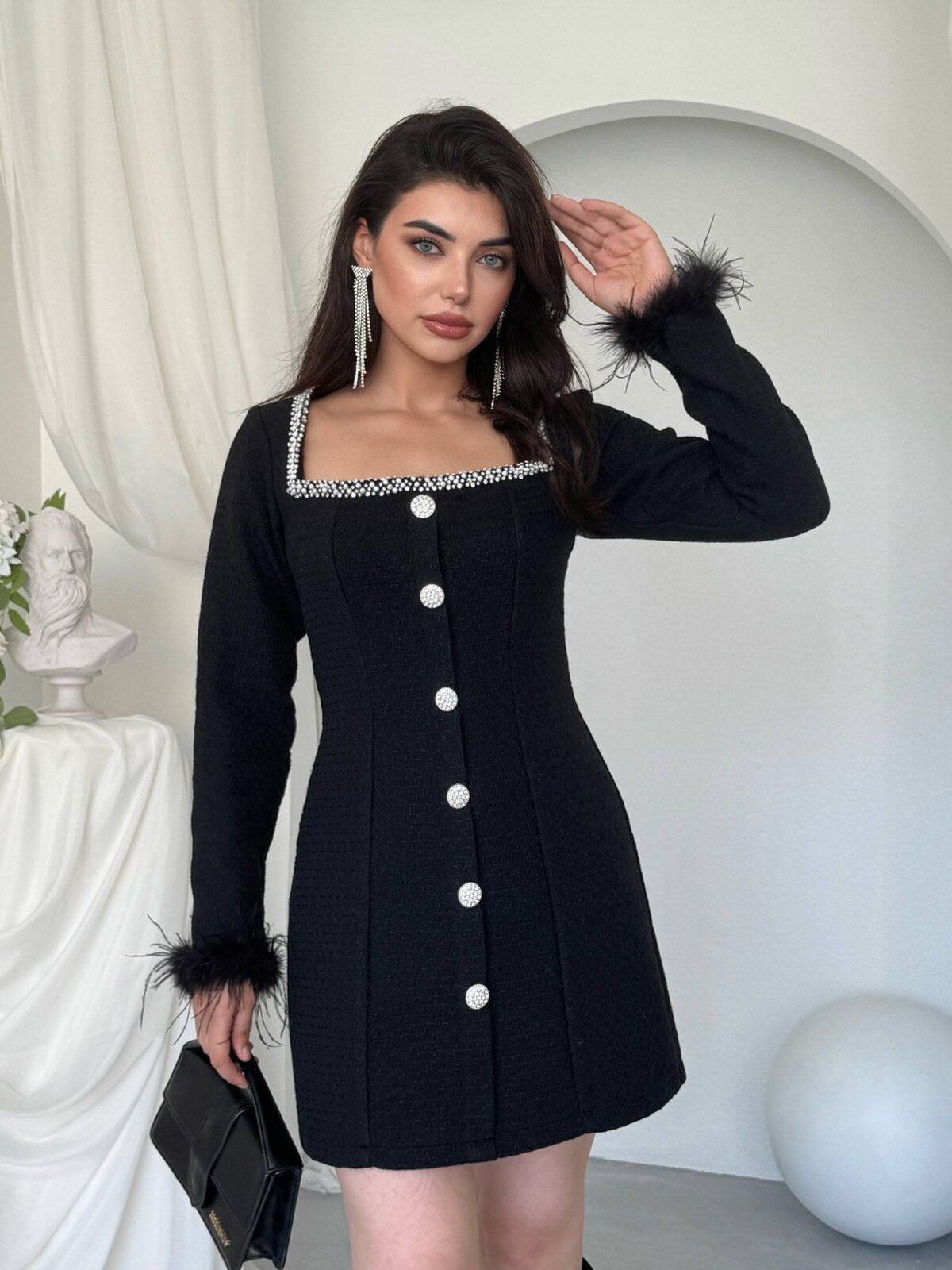 Rochie cu detaliu cu nasturi Poner