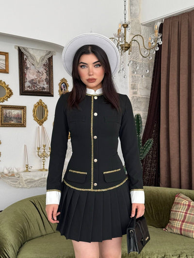 Ponuy Gold Şerit Detaylı Elbise