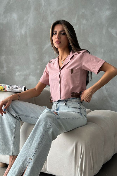 Topshow Powder Shirt with Belt Detail Wholesale