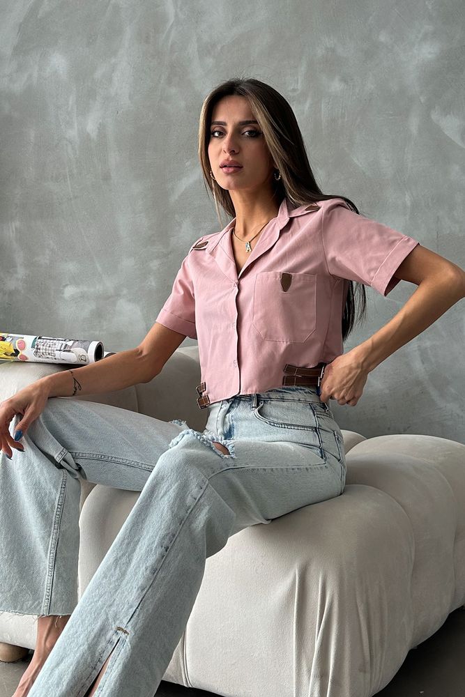 Topshow Powder Shirt with Belt Detail Wholesale