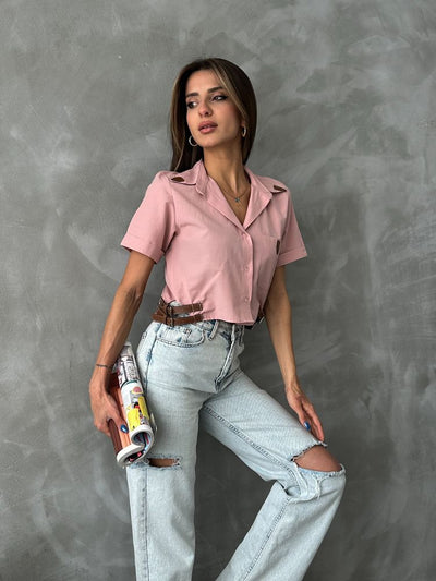 Topshow Powder Shirt with Belt Detail Wholesale
