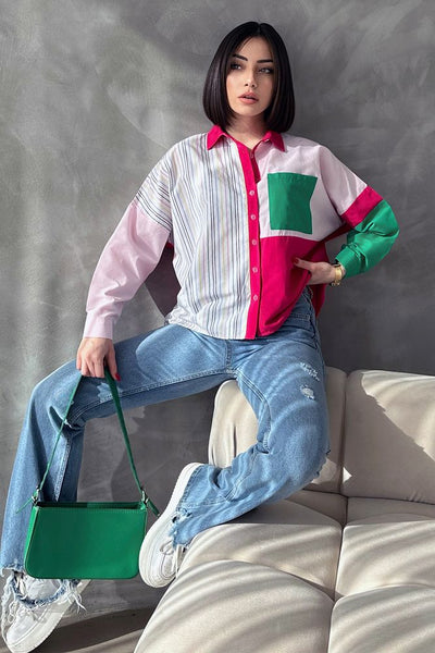 Cămăși en-gros cu dungi patchwork - Dungi colorate