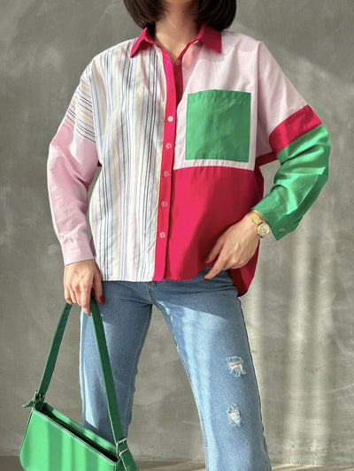Cămăși en-gros cu dungi patchwork - Dungi colorate
