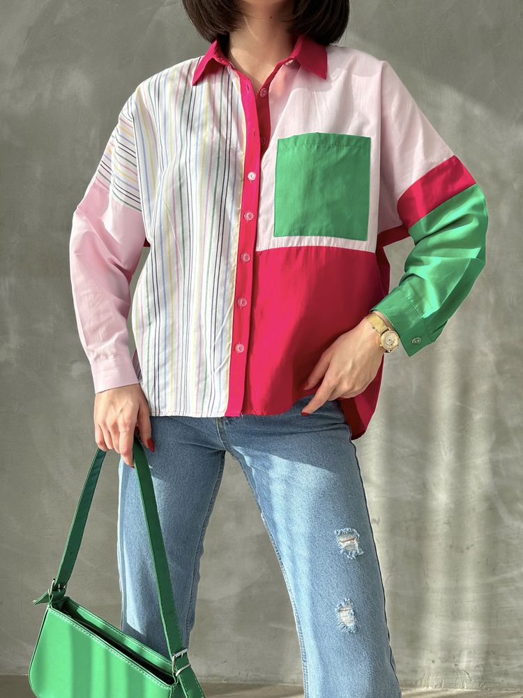 Cămăși en-gros cu dungi patchwork - Dungi colorate