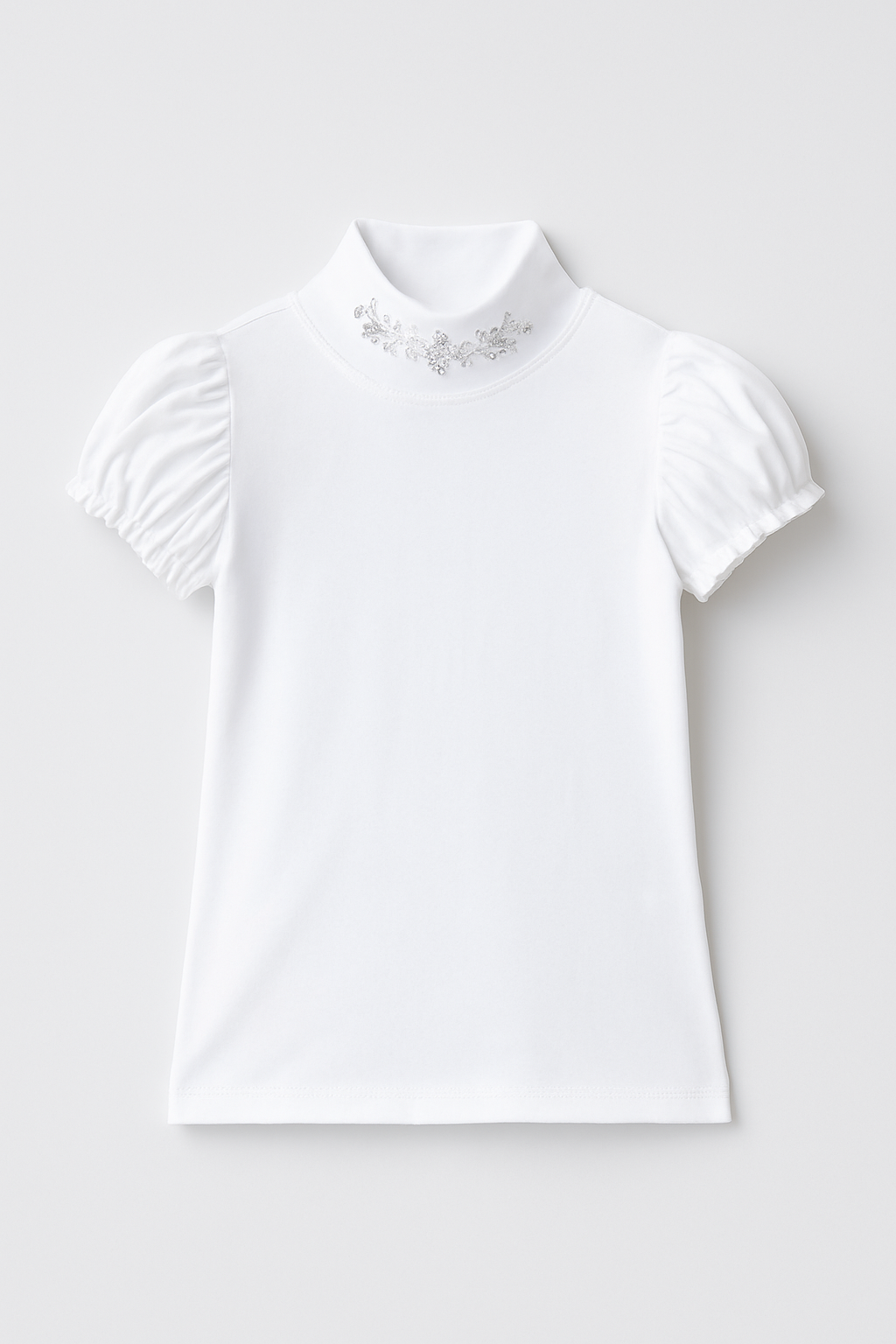 Prenses Kol Yarım Yaka Çocuk Badi | 6–12 Yaş | RG Brand | RG450 - BEYAZ