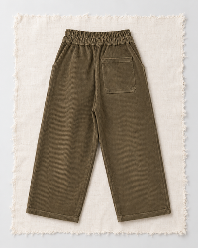 Çocuk Fitilli Kadife Pantolon | Geniş Paça | 3–9 Yaş | Lacivert, Siyah, Haki | RG1776 - HAKİ