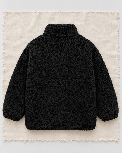 Çocuk Peluş Hırka | Fermuarlı, Kadife Kapak Cepli | 3–9 Yaş | Siyah, Taş | RG1779 - TAŞ