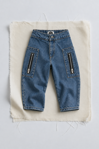 Çocuk Kargo Cepli Denim Pantolon 3–9 Yaş | RG Brand | RG1775 - MAVİ