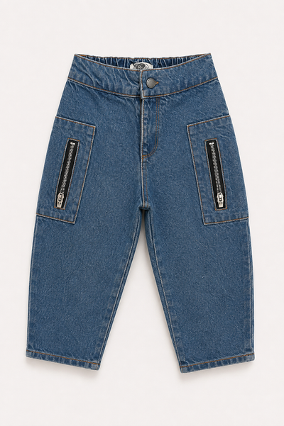 Çocuk Kargo Cepli Denim Pantolon 3–9 Yaş | RG Brand | RG1775 - MAVİ