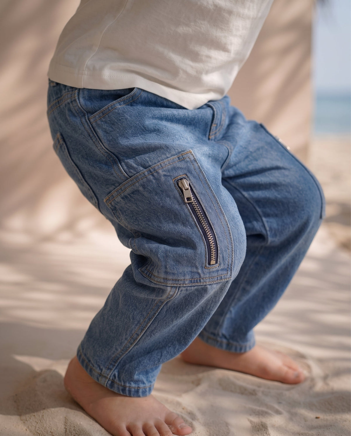 Çocuk Kargo Cepli Denim Pantolon 3–9 Yaş | RG Brand | RG1775 - MAVİ