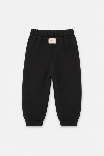 Çocuk Kavisli Cepli Jogger Pantolon | Bağcıklı Bol Kesim | 3–9 Yaş | 3 Renk | RG1790 - SİYAH