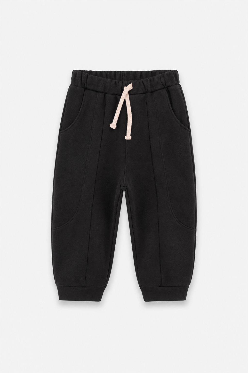 Pantaloni jogger pentru copii cu buzunare curbate | Croială lejeră cu șnur de strângere | Vârste 3-9 ani | 3 culori | RG1790 - NEGRU