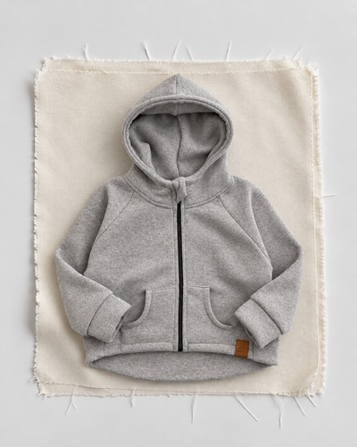 Çocuk Kapüşonlu Fermuarlı Sweatshirt | Şardonlu | 3–9 Yaş | 3 Renk | RG1791 - SİYAH
