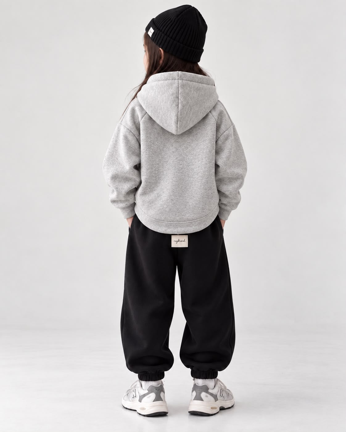 Çocuk Kapüşonlu Fermuarlı Sweatshirt | Şardonlu | 3–9 Yaş | 3 Renk | RG1791 - SİYAH