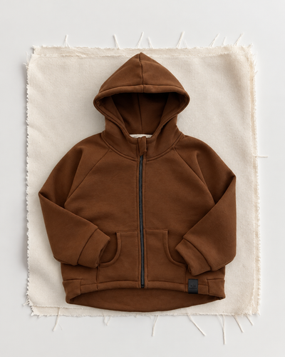Çocuk Kapüşonlu Fermuarlı Sweatshirt | Şardonlu | 3–9 Yaş | 3 Renk | RG1791 - SİYAH