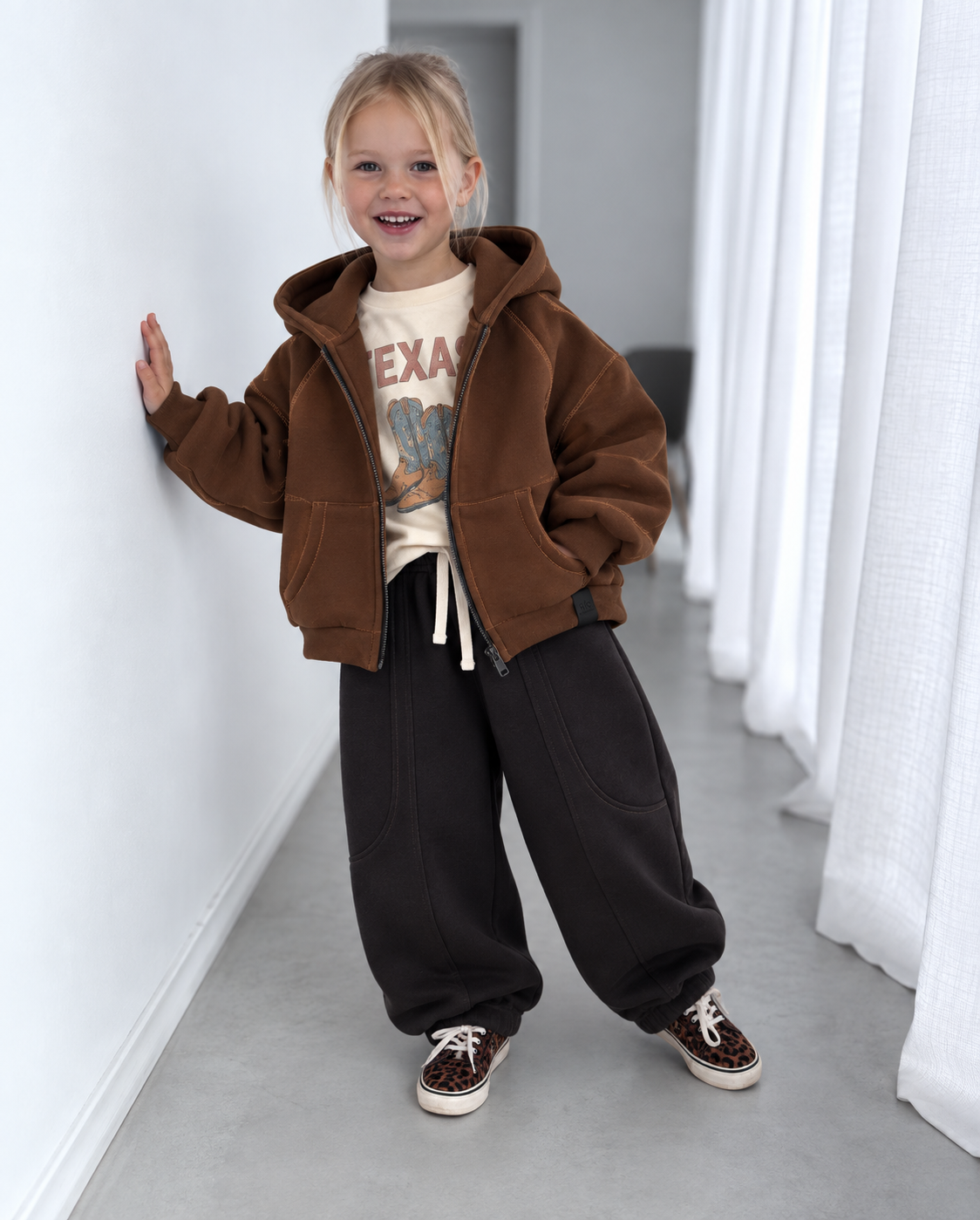 Çocuk Kapüşonlu Fermuarlı Sweatshirt | Şardonlu | 3–9 Yaş | 3 Renk | RG1791 - SİYAH
