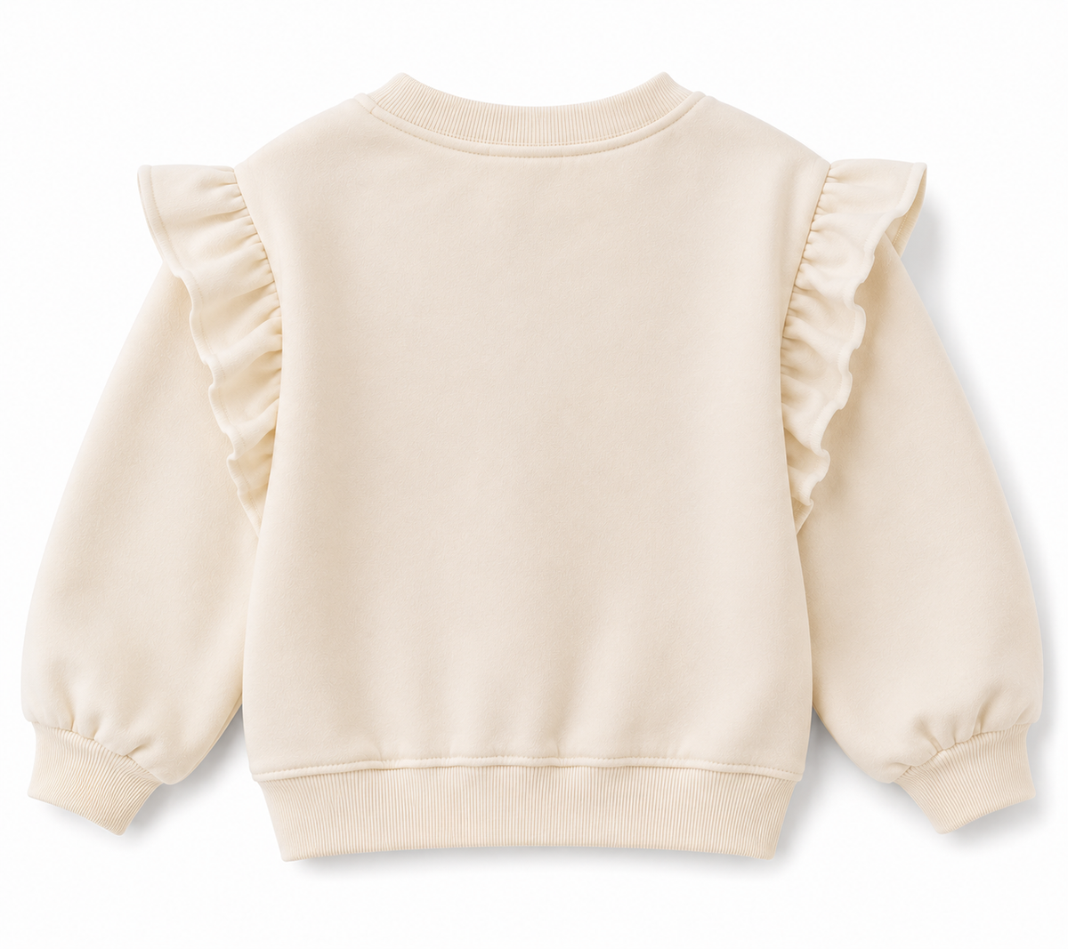 Kız Çocuk Big Love Kalp Baskılı Sweatshirt | Omuzları Fırfırlı | 3–9 Yaş | RG1793 - MAVİ