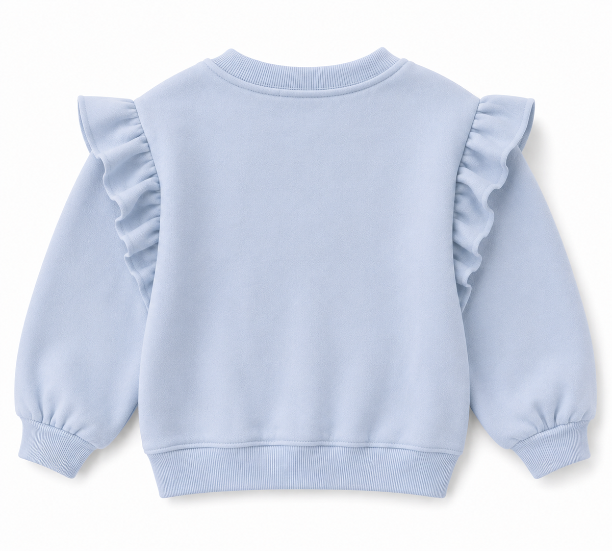 Kız Çocuk Big Love Kalp Baskılı Sweatshirt | Omuzları Fırfırlı | 3–9 Yaş | RG1793 - EKRU