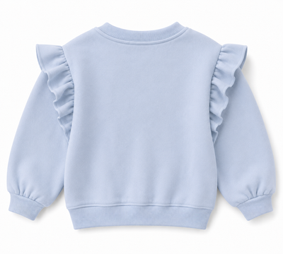 Kız Çocuk Big Love Kalp Baskılı Sweatshirt | Omuzları Fırfırlı | 3–9 Yaş | RG1793 - LACİVERT