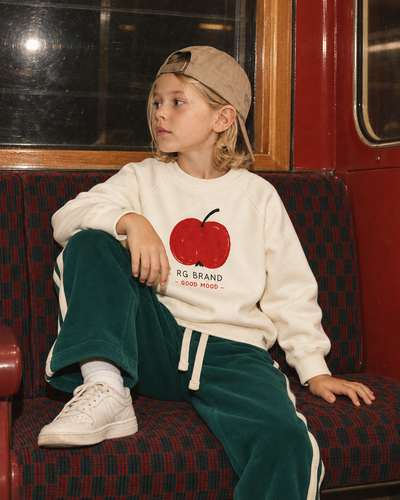 Çocuk Elma Figürlü Raglan Sweatshirt | 3–9 Yaş | 3 Renk | RG1794 - HAKİ