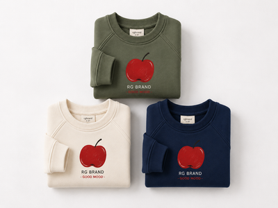 Çocuk Elma Figürlü Raglan Sweatshirt | 3–9 Yaş | 3 Renk | RG1794 - LACİVERT