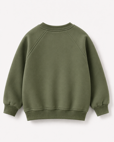Çocuk Elma Figürlü Raglan Sweatshirt | 3–9 Yaş | 3 Renk | RG1794 - HAKİ