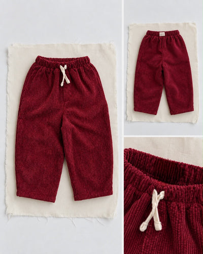 Kız & Erkek Çocuk Fitilli Kadife Pantolon 3–9 Yaş | RG Brand | RG1799 - BORDO