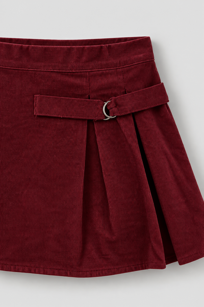 Kız Çocuk Etek | İnce Fitilli Kadife Toka Detaylı | 3–9 Yaş | RG1801 - BEJ