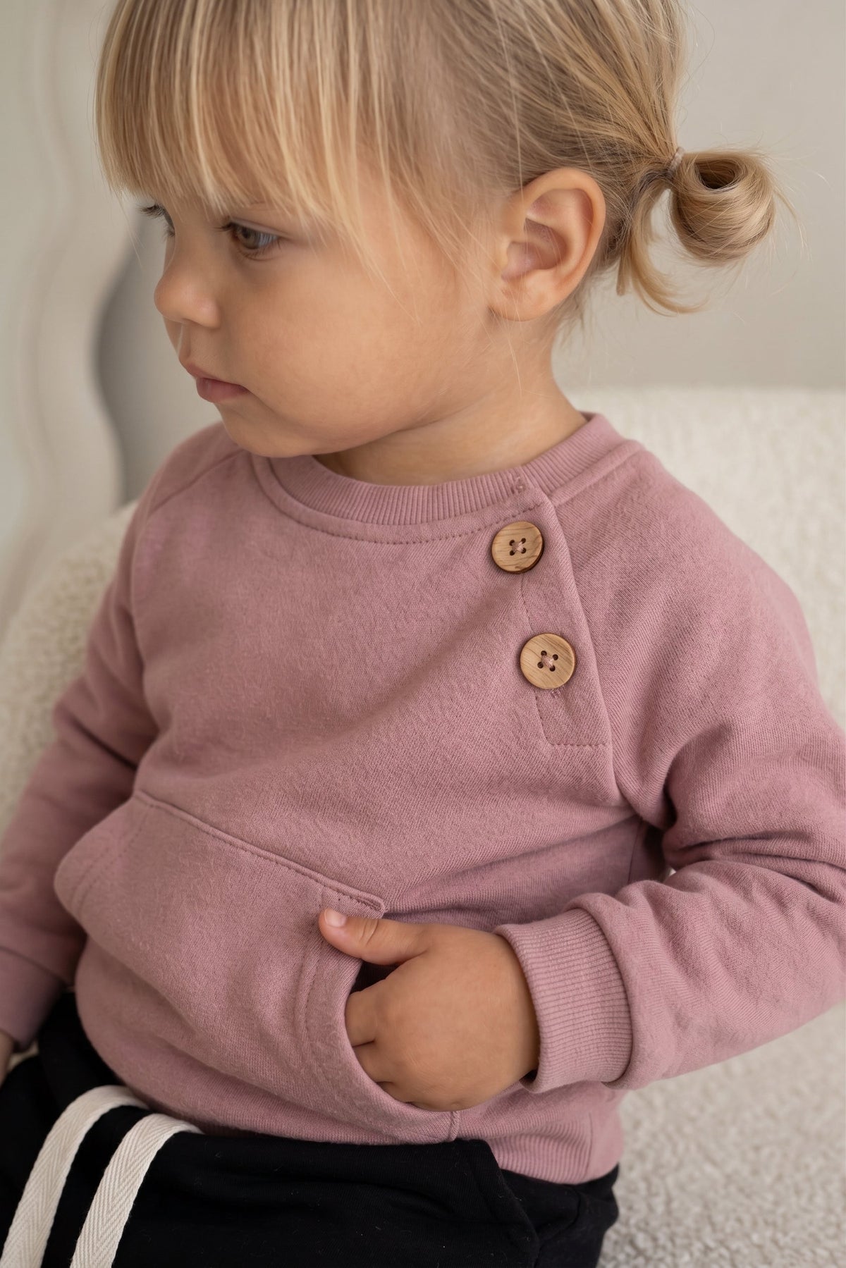 Bebek Omuz Düğmeli Eşofman Takımı | 3 İplik Şardonlu | 6 Ay–4 Yaş | RG401 - PUDRA