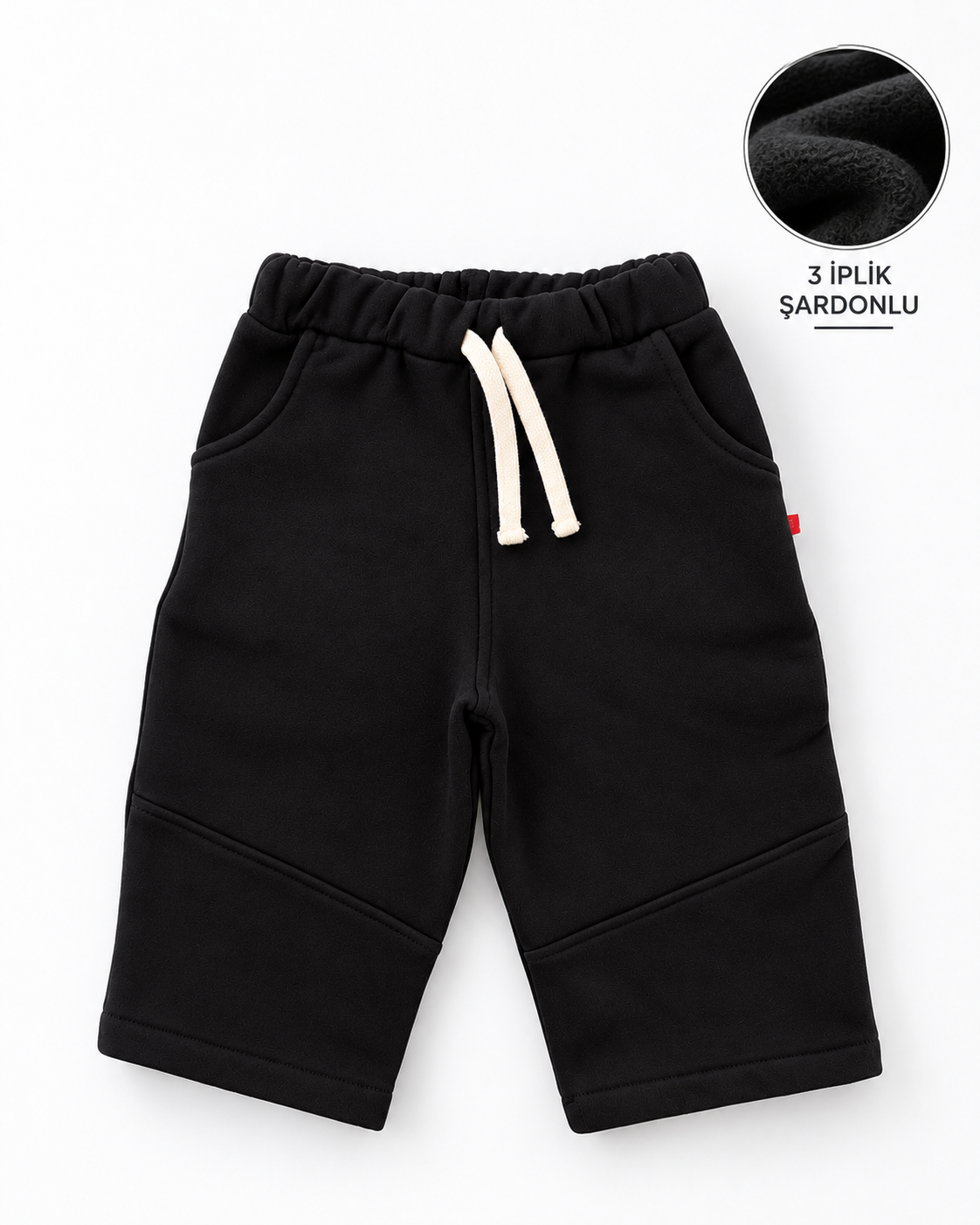 Bebek Bağcıklı Eşofman Pantolon | Cepli, Diz Dikişli | 6 Ay–4 Yaş | Siyah, Bordo | RG404 - SİYAH